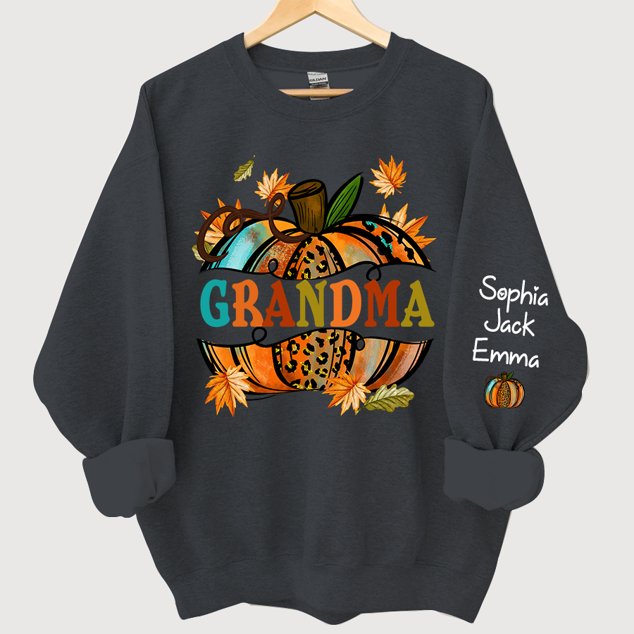 Lofaris Grandma Autumn Pumpkin Grandkids Custom Sweatshirt