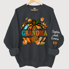 Lofaris Grandma Autumn Pumpkin Grandkids Custom Sweatshirt