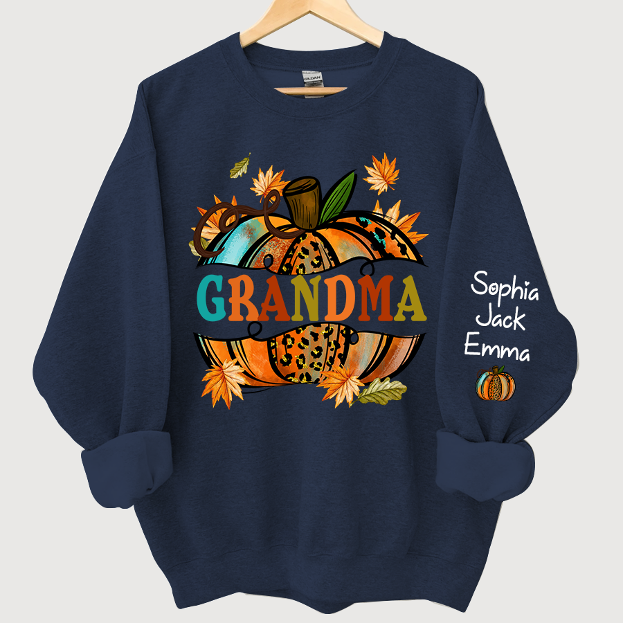 Lofaris Grandma Autumn Pumpkin Grandkids Custom Sweatshirt