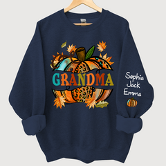Lofaris Grandma Autumn Pumpkin Grandkids Custom Sweatshirt