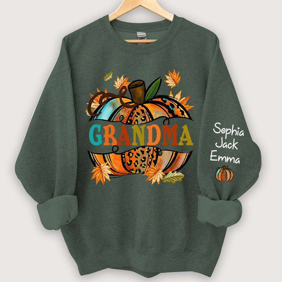 Lofaris Grandma Autumn Pumpkin Grandkids Custom Sweatshirt