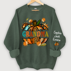 Lofaris Grandma Autumn Pumpkin Grandkids Custom Sweatshirt