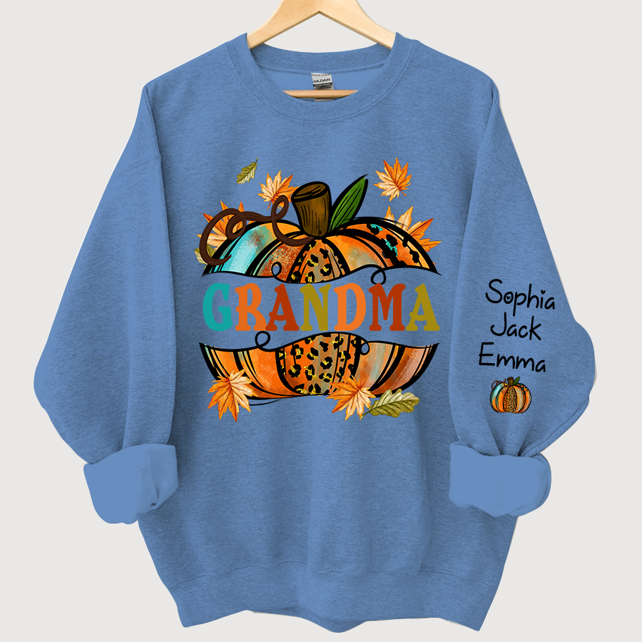 Lofaris Grandma Autumn Pumpkin Grandkids Custom Sweatshirt