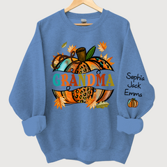 Lofaris Grandma Autumn Pumpkin Grandkids Custom Sweatshirt