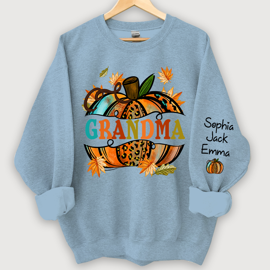Lofaris Grandma Autumn Pumpkin Grandkids Custom Sweatshirt