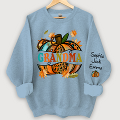Lofaris Grandma Autumn Pumpkin Grandkids Custom Sweatshirt