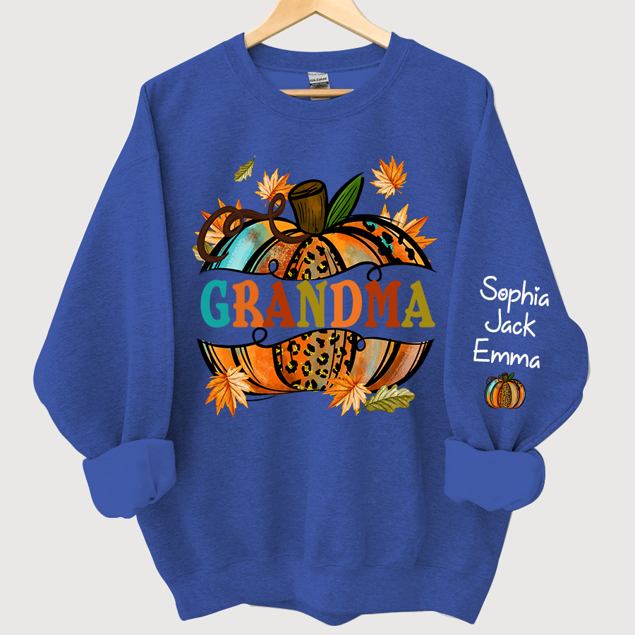 Lofaris Grandma Autumn Pumpkin Grandkids Custom Sweatshirt