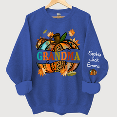 Lofaris Grandma Autumn Pumpkin Grandkids Custom Sweatshirt