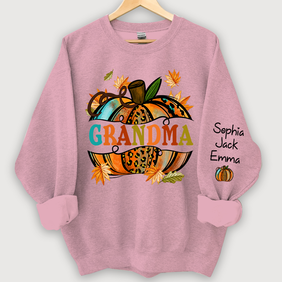 Lofaris Grandma Autumn Pumpkin Grandkids Custom Sweatshirt