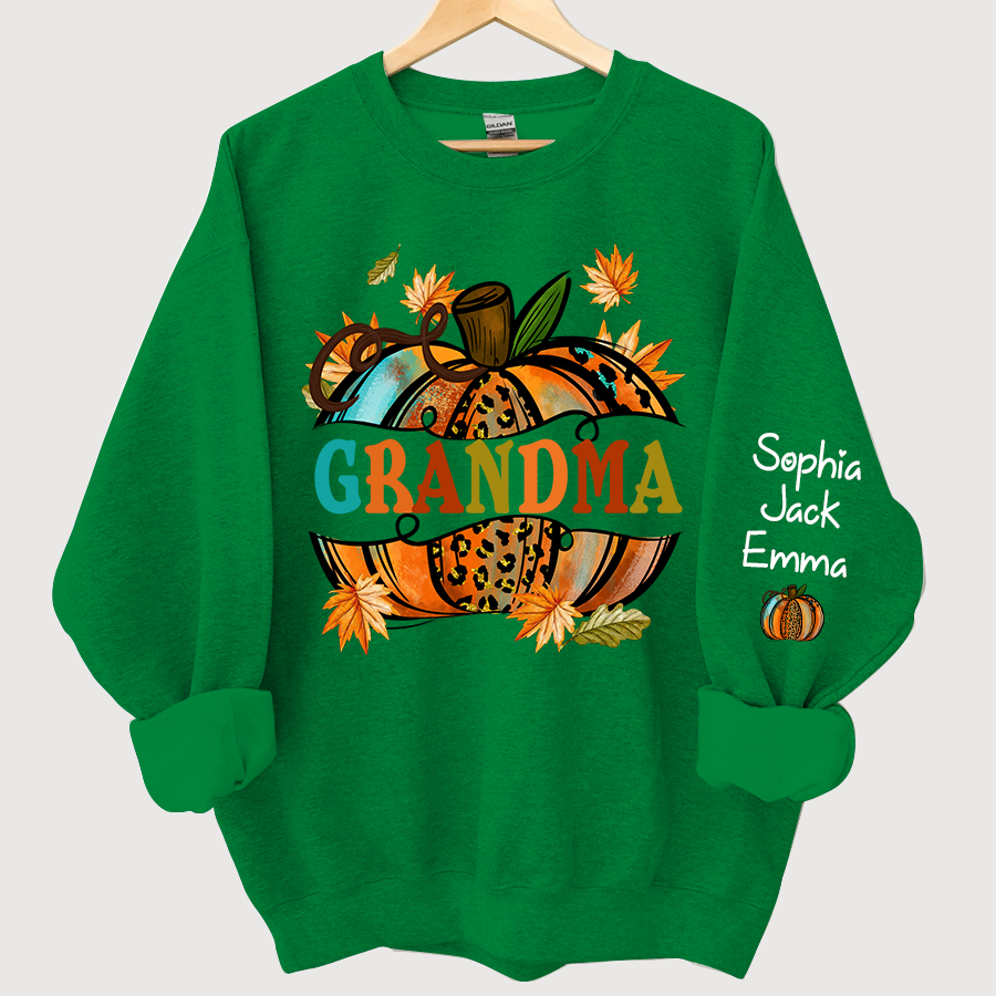 Lofaris Grandma Autumn Pumpkin Grandkids Custom Sweatshirt