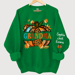 Lofaris Grandma Autumn Pumpkin Grandkids Custom Sweatshirt