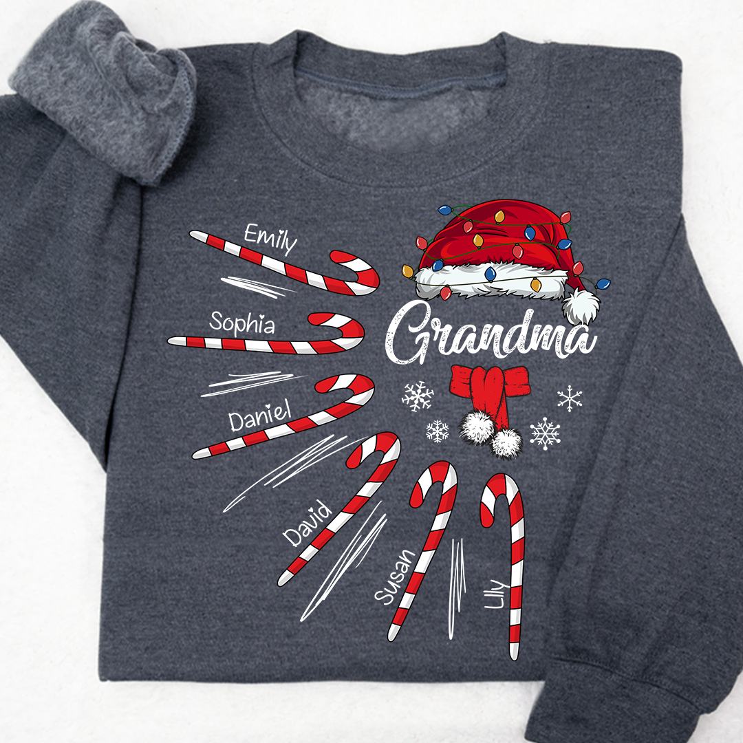 Lofaris Grandma Christmas Candy Kid Names Sweatshirt