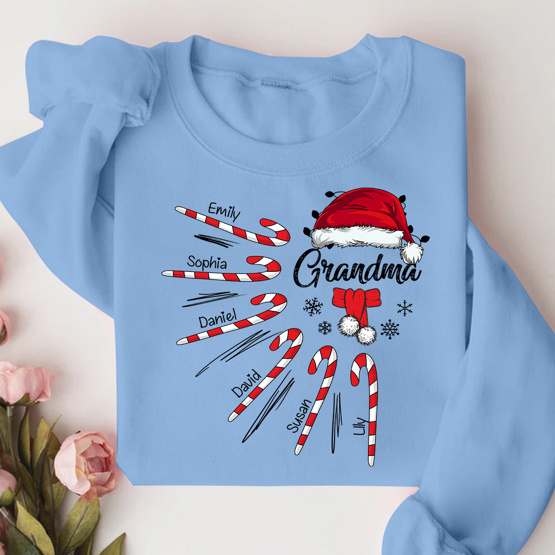 Lofaris Grandma Christmas Candy Kid Names Sweatshirt