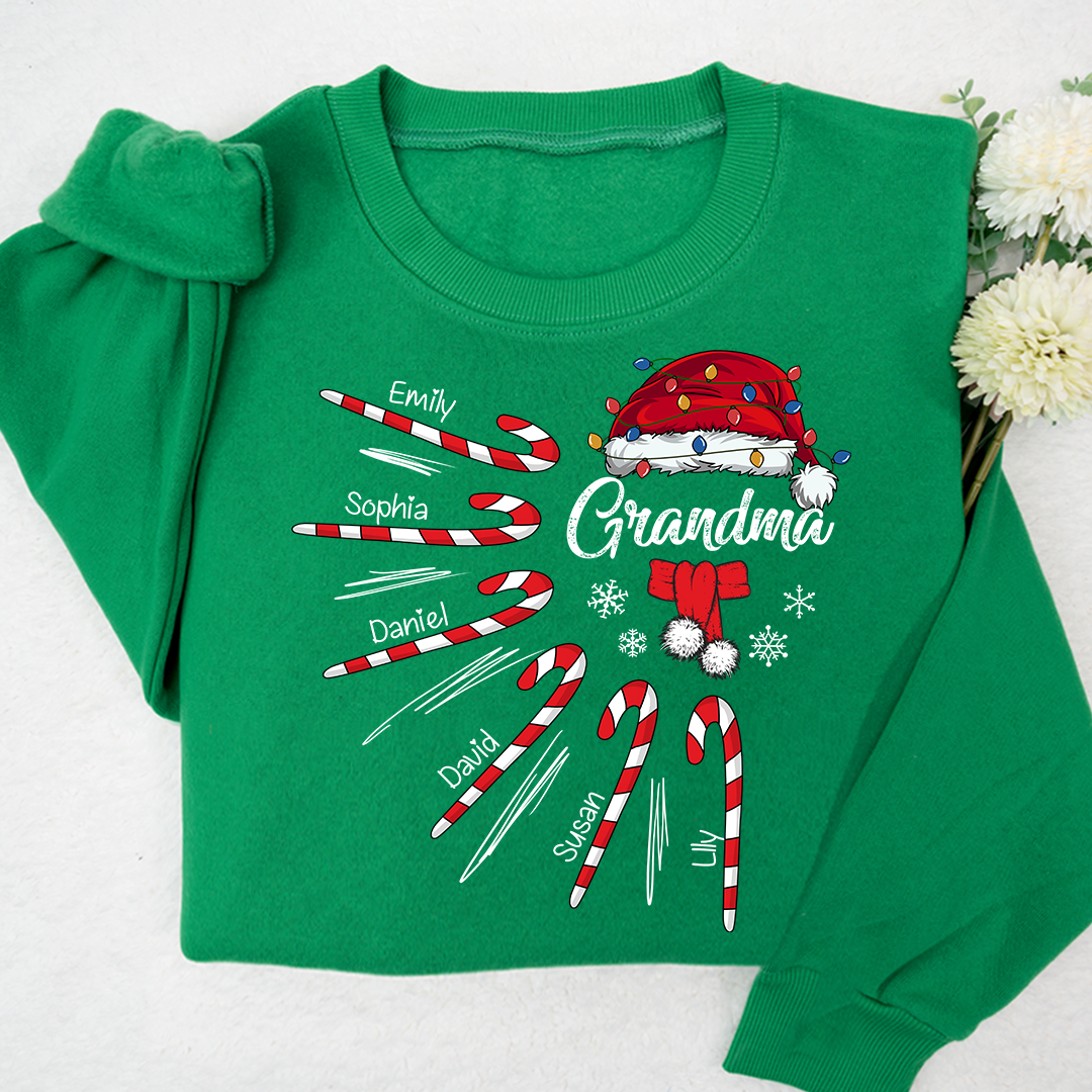 Lofaris Grandma Christmas Candy Kid Names Sweatshirt