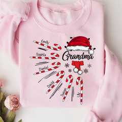 Lofaris Grandma Christmas Candy Kid Names Sweatshirt