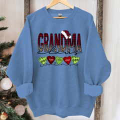 Lofaris Grandma Claus Heart Grandkids Christmas Sweatshirt