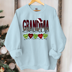 Lofaris Grandma Claus Heart Grandkids Christmas Sweatshirt
