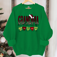 Lofaris Grandma Claus Heart Grandkids Christmas Sweatshirt