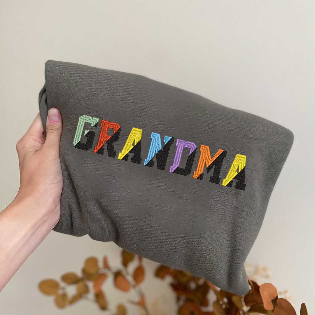 Lofaris Grandma Color Grankids Embroidered Custom Sweatshirt