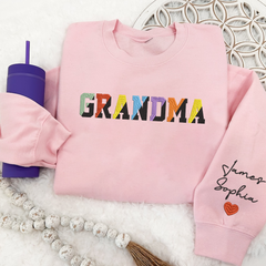 Lofaris Grandma Color Grankids Embroidered Custom Sweatshirt