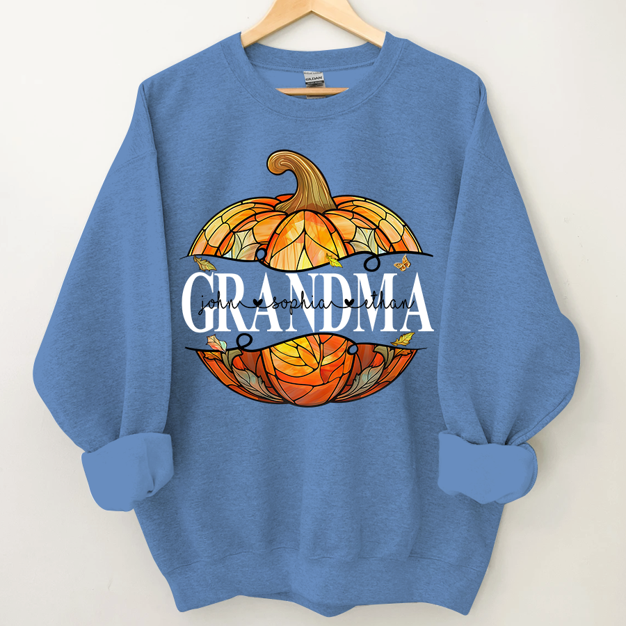 Lofaris Grandma Cut Pumpkin And Grandkids Custom Sweatshirt