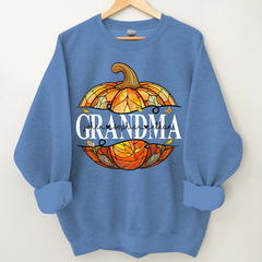 Lofaris Grandma Cut Pumpkin And Grandkids Custom Sweatshirt