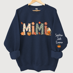 Lofaris Grandma Doodle Grandkids Autumn Custom Sweatshirt