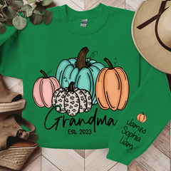 Lofaris Grandma Est Fall Pumpkin Sweatshirt Custom And Kids Autumn Gift TH