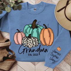 Lofaris Grandma Est Fall Pumpkin Sweatshirt Custom And Kids Autumn Gift TH