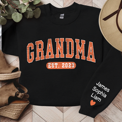 Lofaris Grandma Est Orange Letters Custom Name Sweatshirt