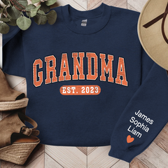 Lofaris Grandma Est Orange Letters Custom Name Sweatshirt