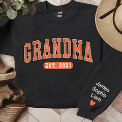 Lofaris Grandma Est Orange Letters Custom Name Sweatshirt