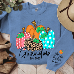 Lofaris Grandma Est Pumpkin Fall Autumn Custom & Kids Sweatshirt Gift TH