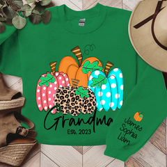 Lofaris Grandma Est Pumpkin Fall Autumn Custom & Kids Sweatshirt Gift TH