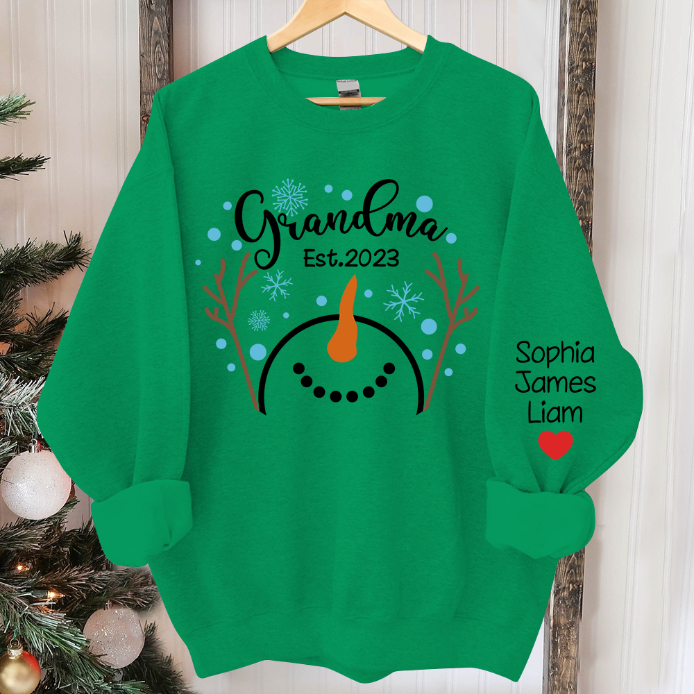 Lofaris Grandma Est Snowman Christmas And Kids Sweatshirt