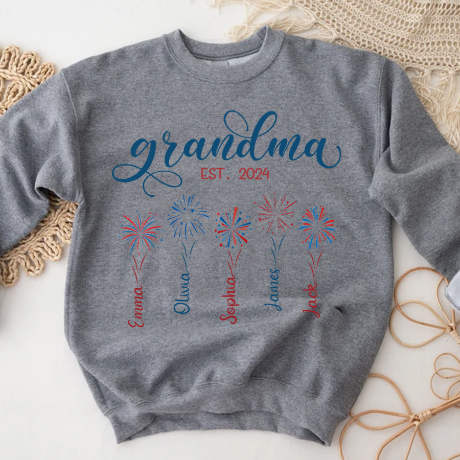 Lofaris Grandma Est Sparks And Grandkids New Year Sweatshirt