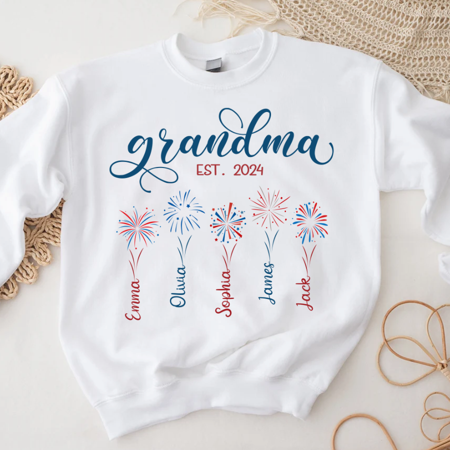Lofaris Grandma Est Sparks And Grandkids New Year Sweatshirt