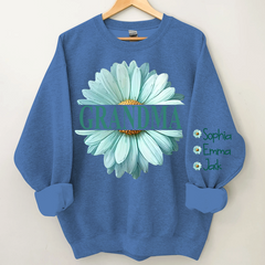 Lofaris Grandma Flower Blue Daisy Color Custom Sweatshirt
