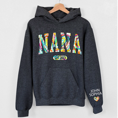 Lofaris Grandma Gigi And Kids Color Heart Custom Name Hoodie