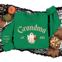Lofaris Grandma Grandkids Halloween Ghost Custom Sweatshirt