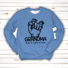 Lofaris Grandma With Facekids Grandkids Hands christmas Sweatshirt