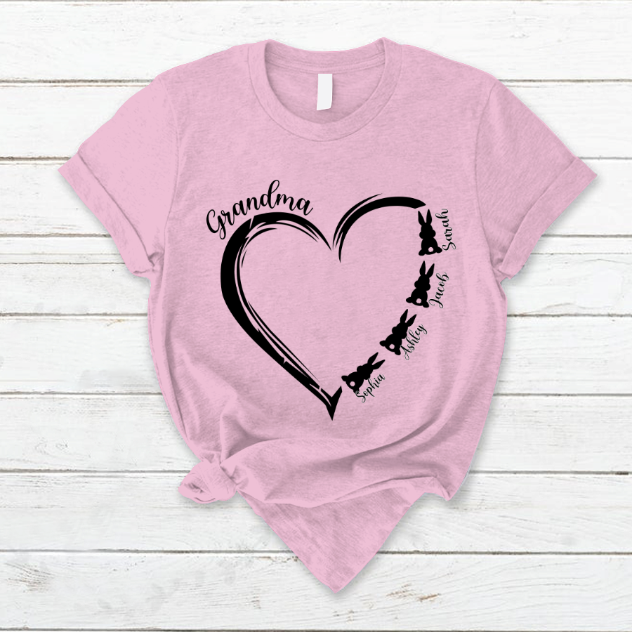 Lofaris Grandma Grandkids Hearts Bunny Easter T-Shirt