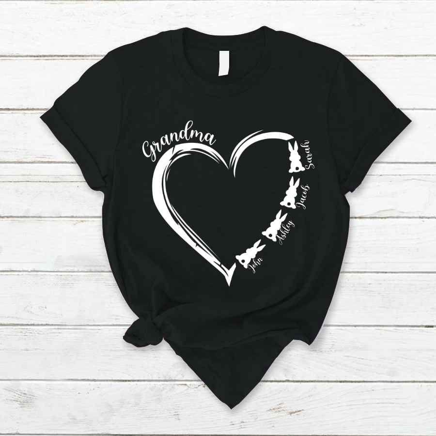 Lofaris Grandma Grandkids Hearts Bunny Easter T-Shirt