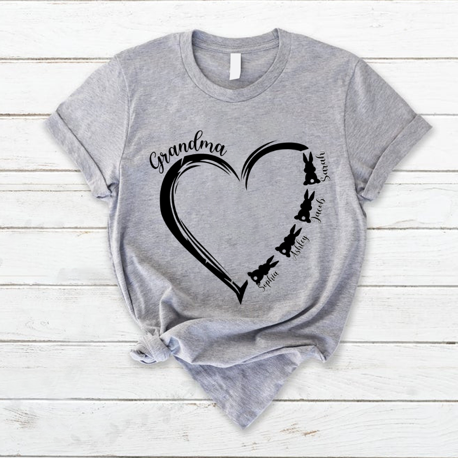 Lofaris Grandma Grandkids Hearts Bunny Easter T-Shirt