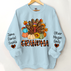 Lofaris Turkey Pumpkin Grandma and Kids Custom Name CTH01 Sweatshirt