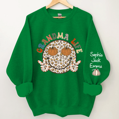 Lofaris Grandma Life Smiley Face Retro Autumn Happy Sweatshirt