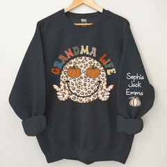 Lofaris Grandma Life Smiley Face Retro Autumn Happy Sweatshirt
