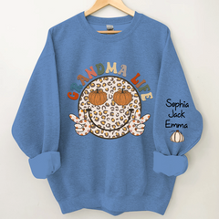 Lofaris Grandma Life Smiley Face Retro Autumn Happy Sweatshirt