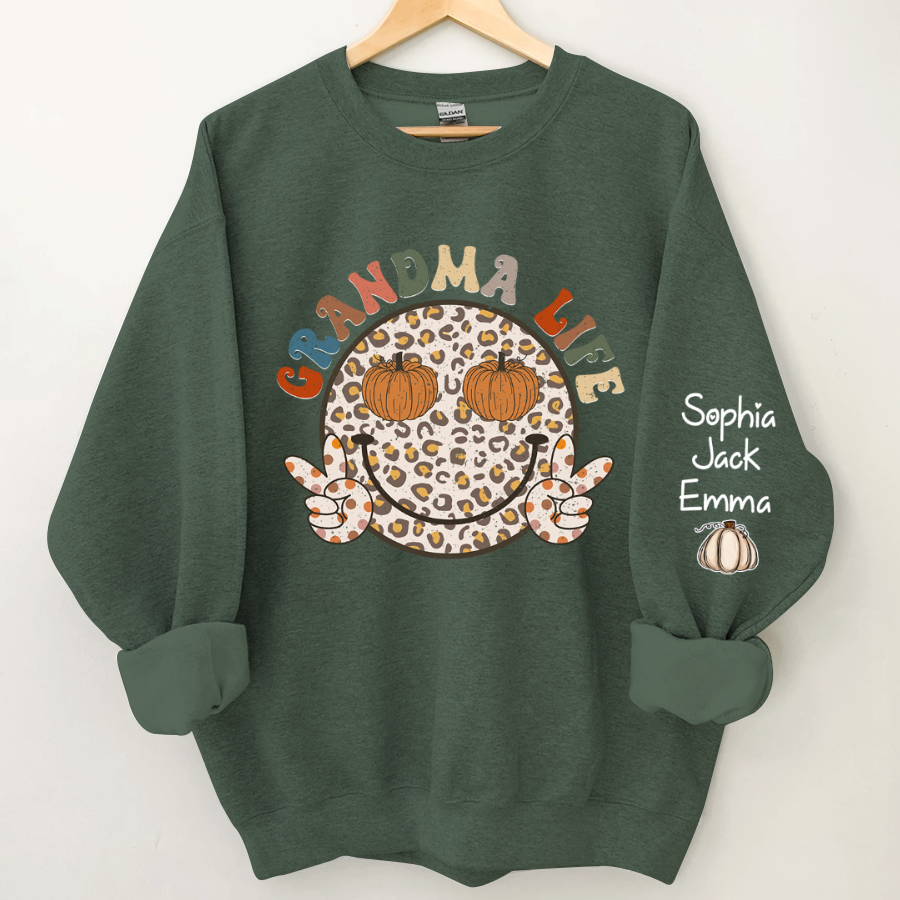 Lofaris Grandma Life Smiley Face Retro Autumn Happy Sweatshirt