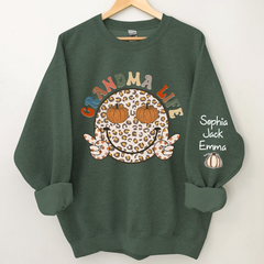 Lofaris Grandma Life Smiley Face Retro Autumn Happy Sweatshirt